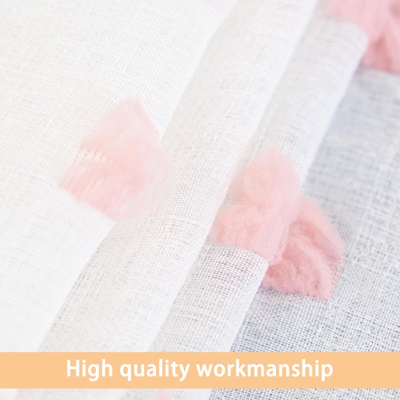 DriftAway White Pinch Pleated Voile Sheer Blackout Thermal Curtain Liner Embroidered with Pom Pom Lined Grommet Curtain for Kids Girls Bedroom Nursery Room 84 Inch Single Panel - Image 4